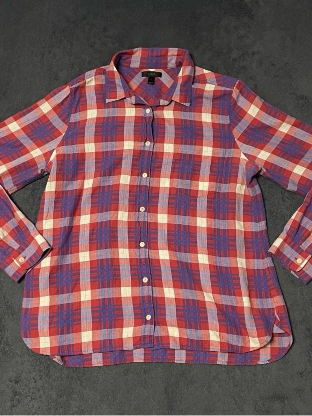 J. Crew Plaid Button Up Shirt Womens 14 Rustic Western Lightweight